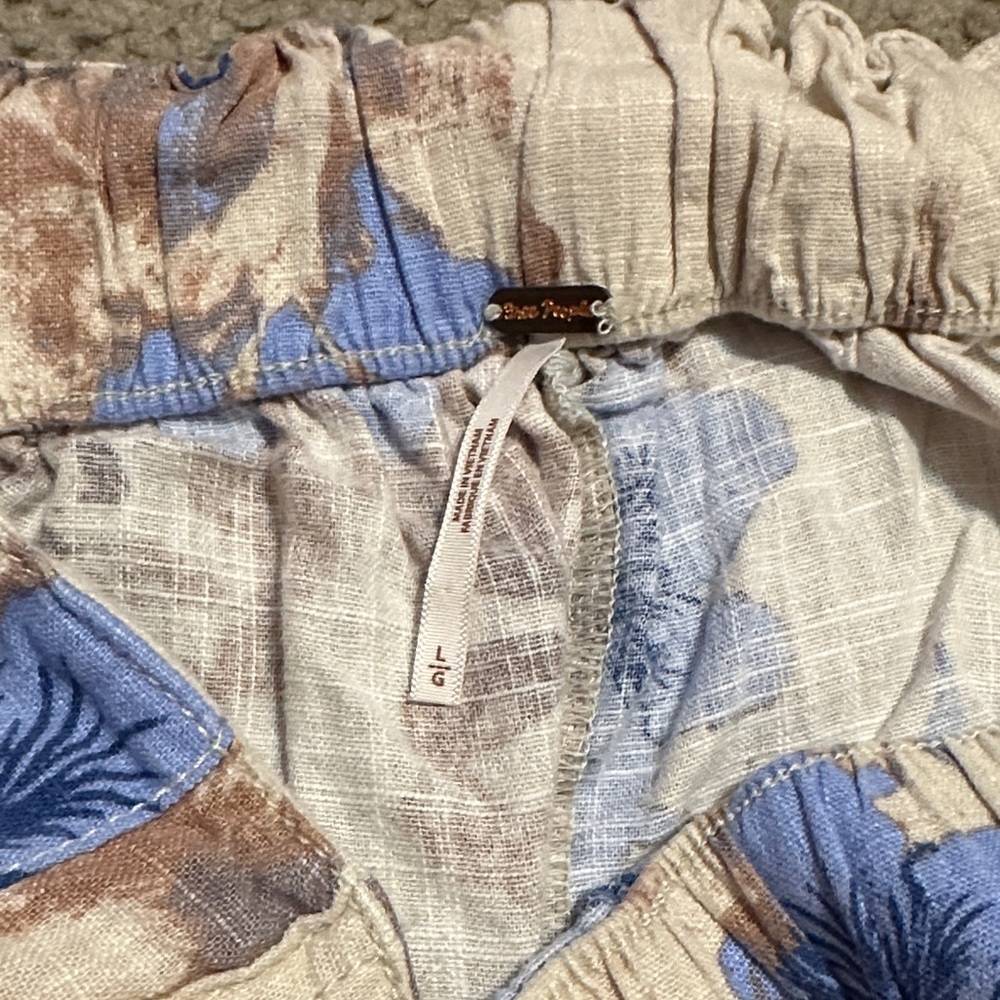 Floral Blue and Brown Women's Pants - Picture 2 of 4